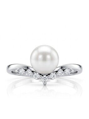 Dainty Pearl Wishbone Ring, 925 Sterling Silver Charmed Aroma